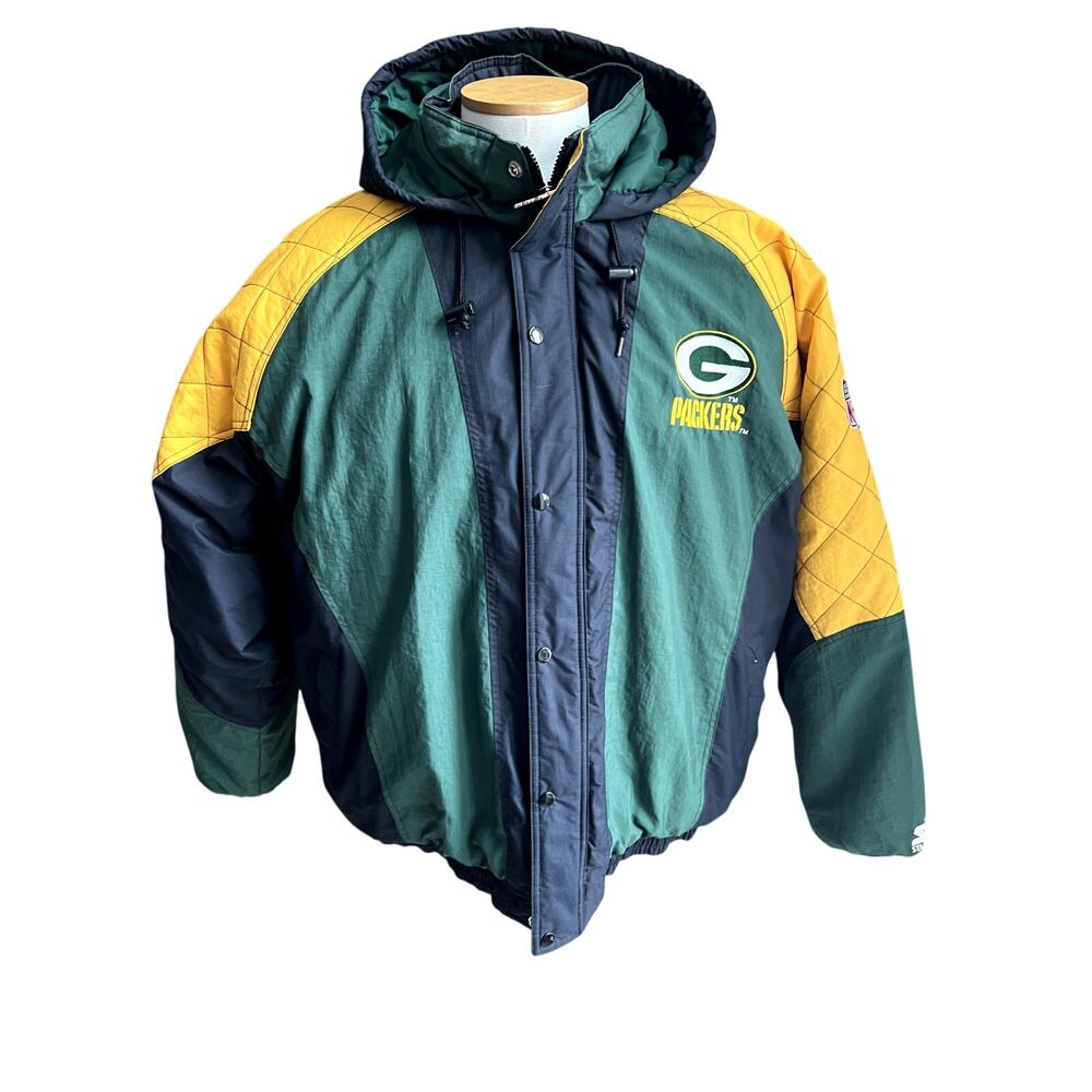 Vintage 90s Green Bay Packers Starter full zip hooded jacket size XXL